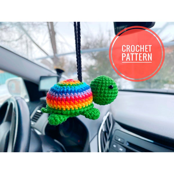 Crochet Turtle Pattern, Car Mirror Hanging Accessories