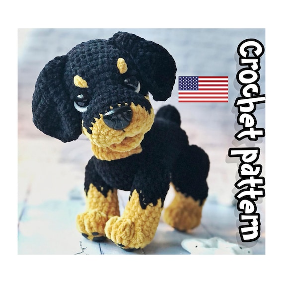 Rottweiler Crochet Pattern, Crochet Dog Pattern, Plush Dog, Puppy