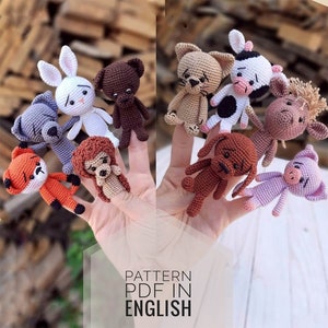 Crochet Pattern Finger Puppets Set «Domestic and wild animals». Finger puppets crochet.