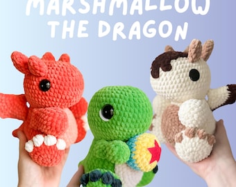 Marshmallow the Dragon (PDF Crochet Pattern)