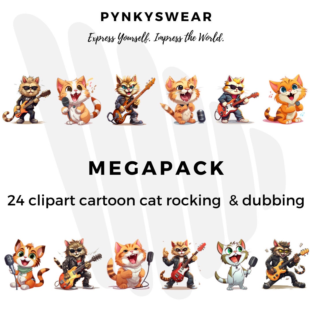 Rocking Cat Clipart Megapack, Cartoon Cats PNG (digital Download) - Etsy