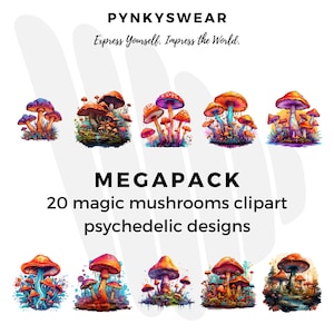 Magic Mushroom Clipart, Psychedelic PNG Art (Digital Download)