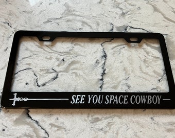 Cadre de plaque d'immatriculation en acier inoxydable Cowboy Bebop See You Space Cowboy avec capuchons