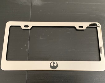 Star Wars Rebel Alliance Chrome Stainless Steel License Frame with caps