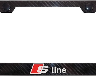 Marco de matrícula de acero y fibra de carbono Audi S line con tapas