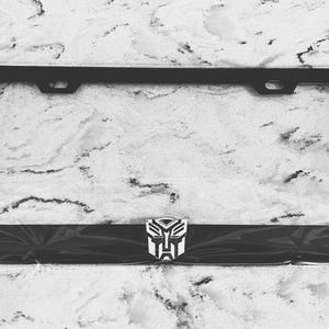 Transformers Autobot Decepticon Mirror Chrome Stainless Steel Front License Frame with caps