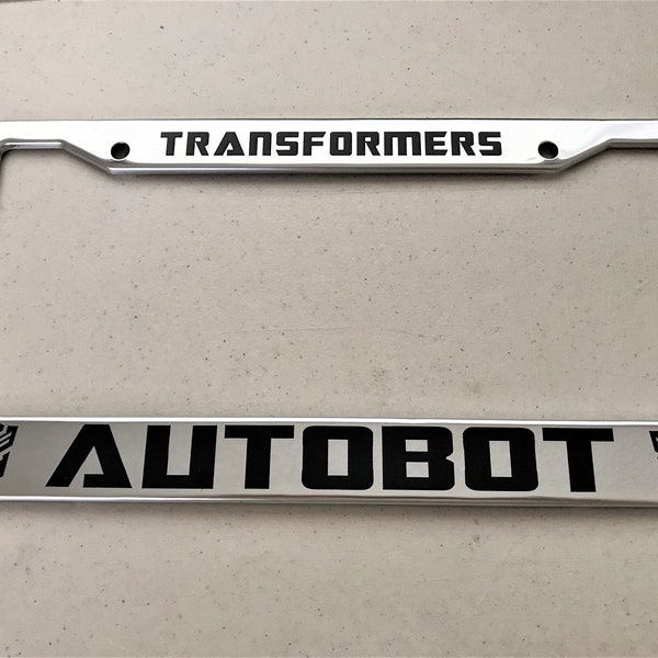Transformers Autobot Decepticon Mirror Chrome Stainless Steel Front License Frame with caps