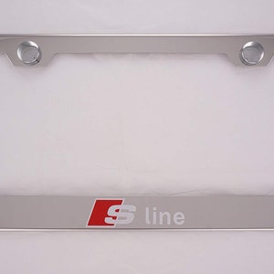 Audi S line Carbon Fiber Steel License Plate Frame with caps