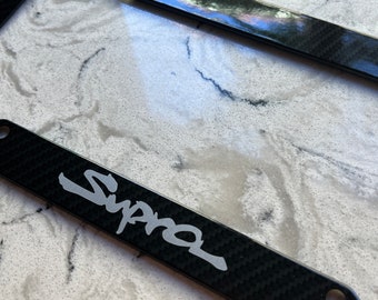 Toyota Supra Black Powder Coated Stainless Steel License Frame with caps