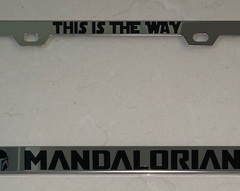 The  Mandalorian Chrome Stainless Steel License Frame with caps