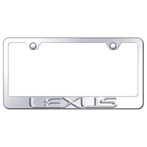 May include: Silver metal license plate frame with the word "LEXUS" embossed in the bottom.