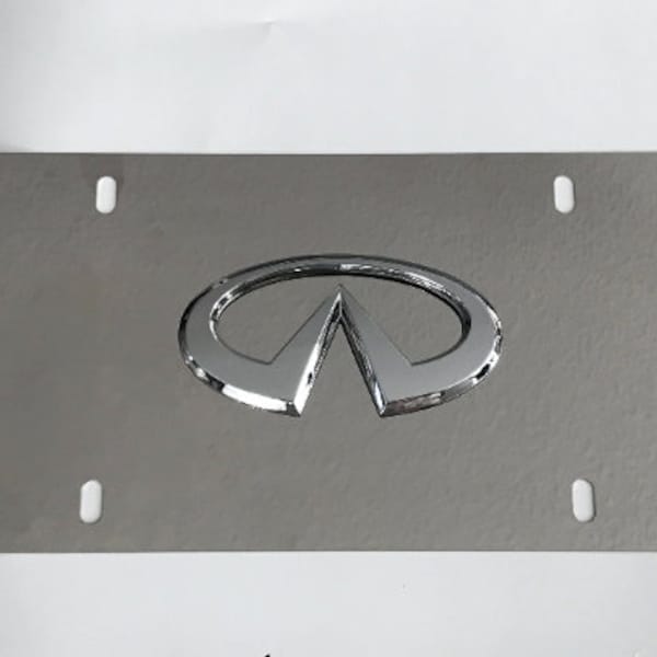 Infiniti Mirror Chrome Stainless Steel Front License Plate with caps