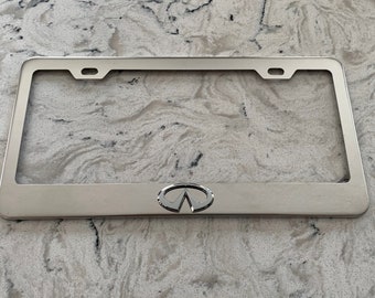 3D Infiniti Mirror Chrome Stainless Steel License Plate Frame with caps