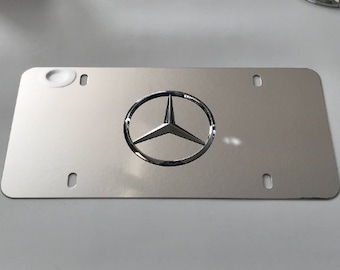 Mercedes Benz Mirror Chrome Stainless Steel Front License Plate with caps