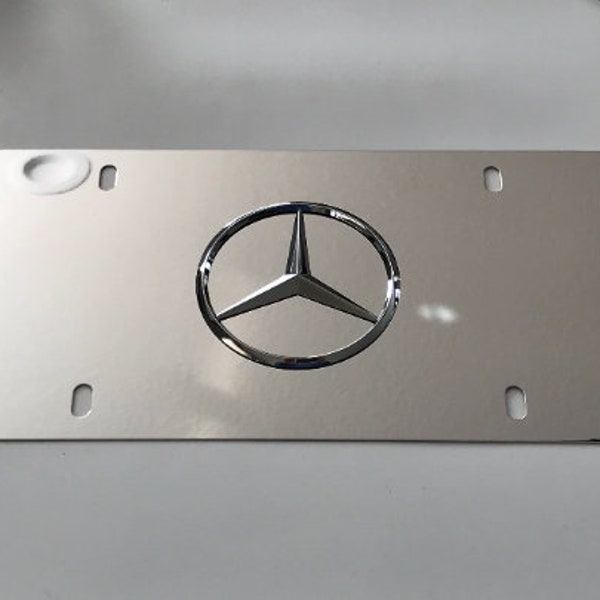 Mercedes Benz Mirror Chrome Stainless Steel Front License Plate with caps