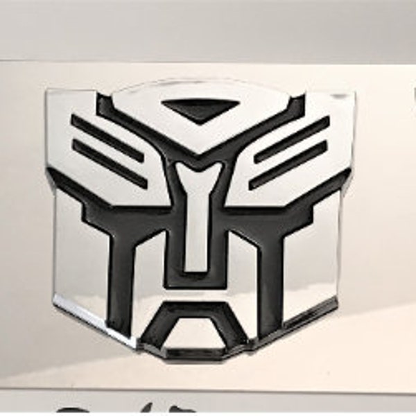 Transformers Autobot Decepticon Mirror Chrome Stainless Steel Front License Plate with caps