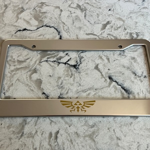 Zelda Hyrule Chrome Stainless Steel License Frame with caps