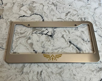 Zelda Hyrule Chrome Stainless Steel License Frame with caps