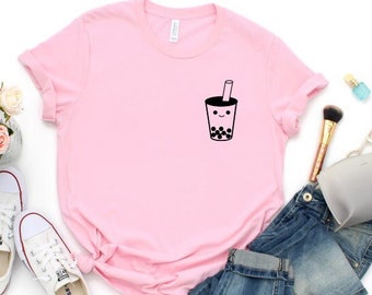 Boba Tshirt, BUBBLE MILK TEE - Everyday Shirts - Handmade Bella Canvas Tshirt - Comfort Colors Shirt - Birthday Party Gifts Tee