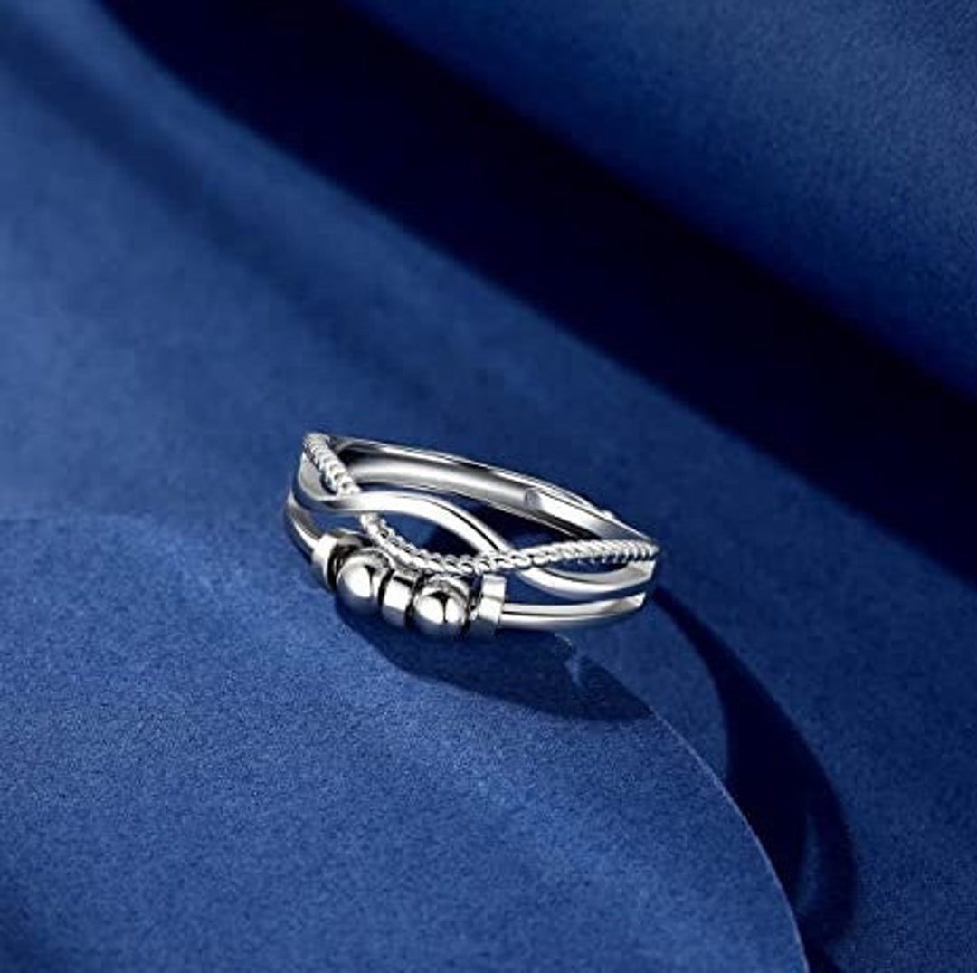 Anxiety Ring, 925 Sterling Silver Ring, Fidget Ring, Spinner Ring, Adjustable Ring, Spinning