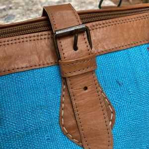 Moroccan leather travel bag with Berber fabric Sport Weekend Bag image 8