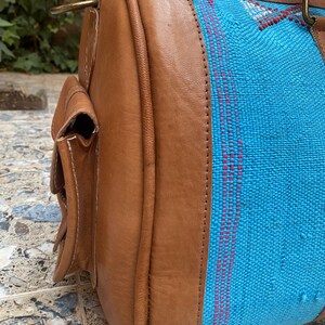 Moroccan leather travel bag with Berber fabric Sport Weekend Bag image 6