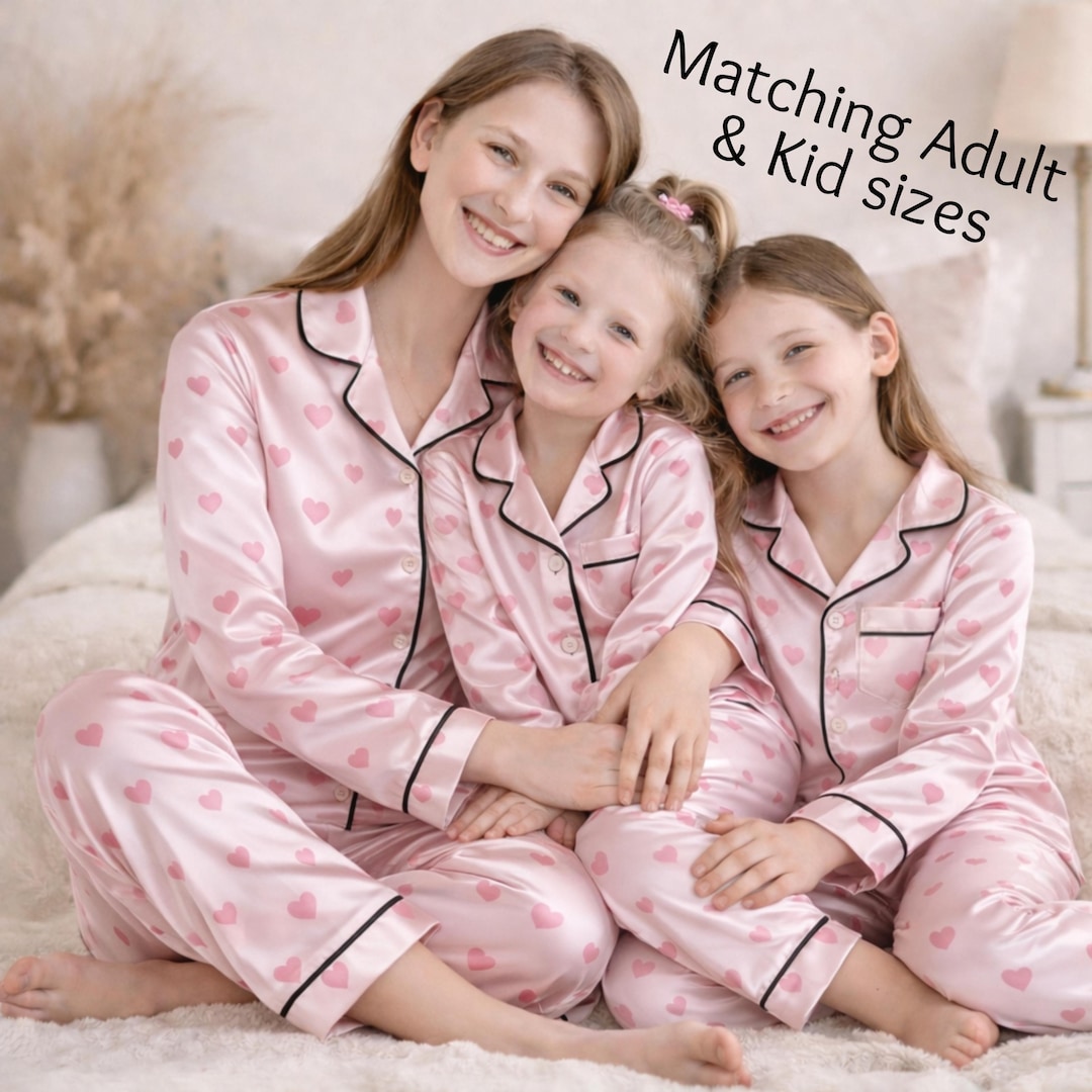 Matching Family Pajamas, Heart Print Sleepwear, Mommy and Me Pajama Set ...