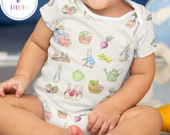 Body de bebé Peter Rabbit: mono suave, estampado clásico de cuentos, conjunto unisex para recién nacidos y bebés, regalo para baby shower, 100 % algodón.