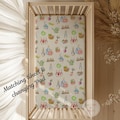 Custom Print Matching Crib Sheets and Changing Pad Cover, Peter Rabbit Garden Pattern