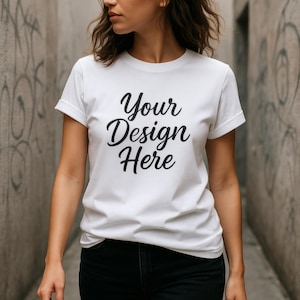 White Bella Canvas 3001 Shirt Mockup – T-Shirt Mockup, 3001 Bella Canvas, Bella Canvas 3001 White Mockup, Shirt Model Mockup