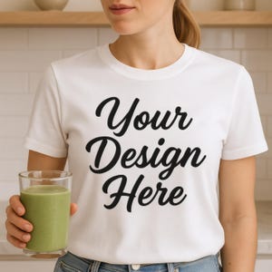 White Bella Canvas 3001 Mockup Tee, Shirt Mockup with Model, Unisex T-Shirt Mockup, Flat Lay Bella Canvas, 3001 White Shirt Template