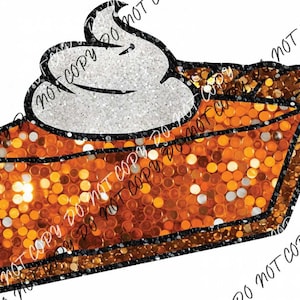 May include: A sparkly orange and gold glitter pumpkin pie with a white whipped cream topping.