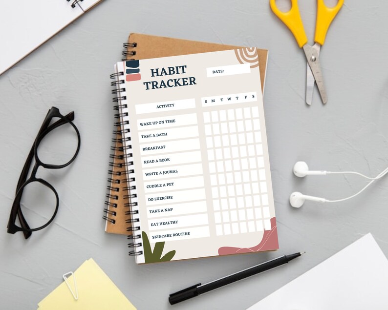Daily Habit Tracker PRINTABLE, Habit Tracker Bullet Journal, Routine