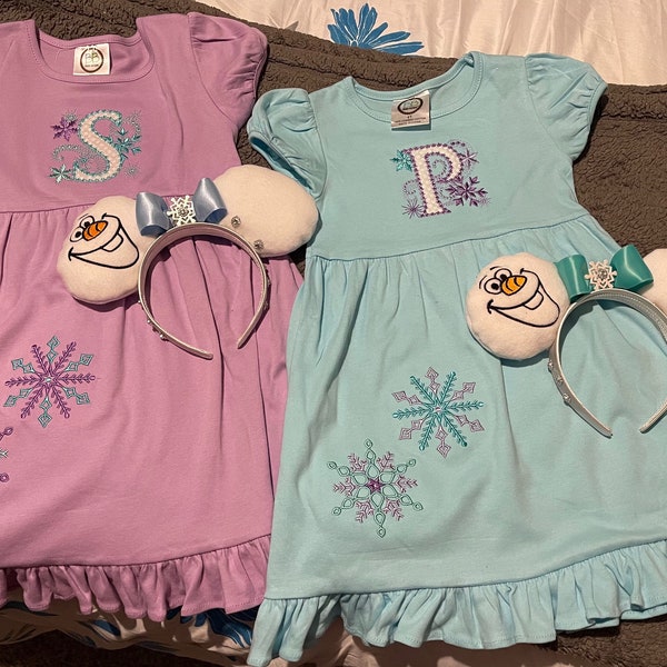 Frozen Inspired Monogrammed Initial Dress for Little Girls