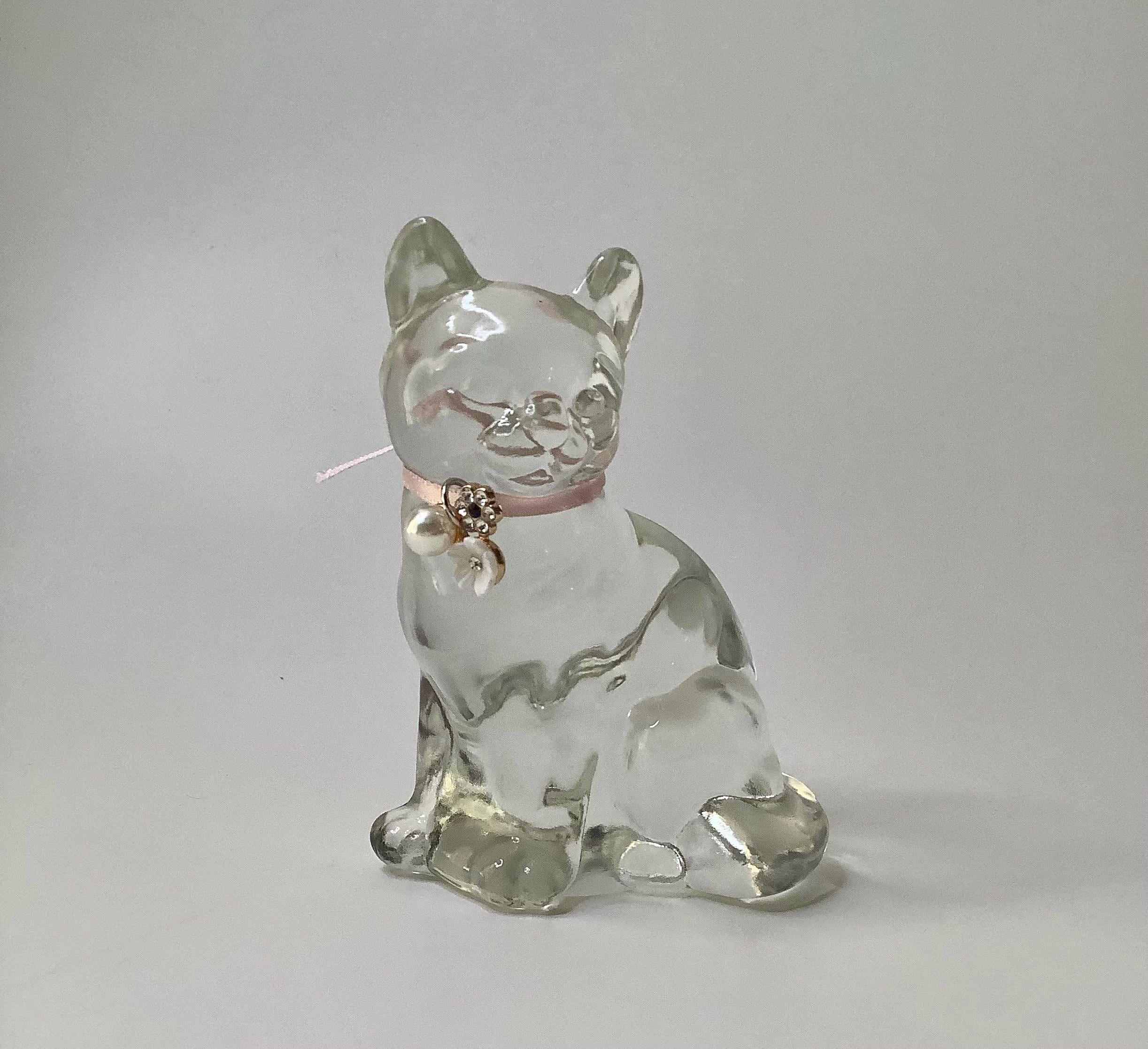 フェントン社の花柄・緑色ガラス猫 Fenton cat - Etsy 日本
