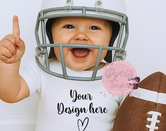 Baby Football mockup | Baby Bodysuit JPG + PNG | Digital Baby Mockup for Etsy, Printify & POD Sellers