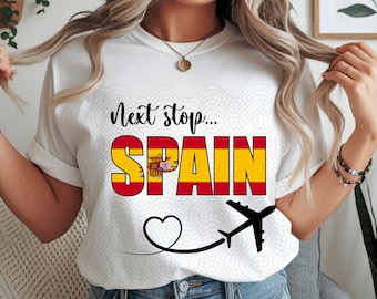 Next Stop Spain PNG Sublimation | Barcelona Madrid Trip T-Shirt Design | Hola Espana Group Vacation Digital Download