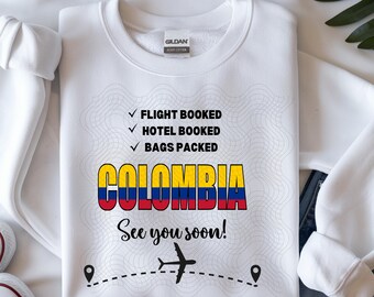 Colombia Trip Sublimation PNG, Colombian Flag T-Shirt Design, Bogota Medellin Travel Vacation Graphic Digital Download