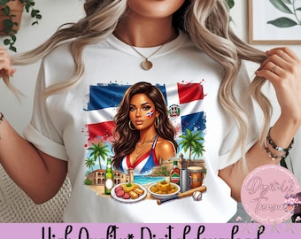 Dominican Pride PNG • Dominicana Girl • Dominican Republic Flag PNG • Dominican Culture • Caribbean Pride Sublimation • Latina Pride Design