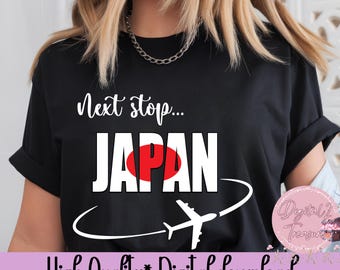 Próxima parada: Japón (sublimación PNG) / Diseño de camiseta para viaje a Tokio, Kioto y el Monte Fuji / Descarga digital de vacaciones en grupo con cerezos en flor