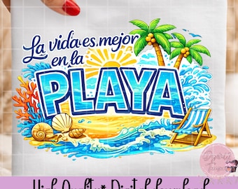 La Vida es Mejor en la Playa PNG, Camisetas Playa Familia Diseño Tropical, Playeras Vacaciones Verano, Beach Shirt Sublimación