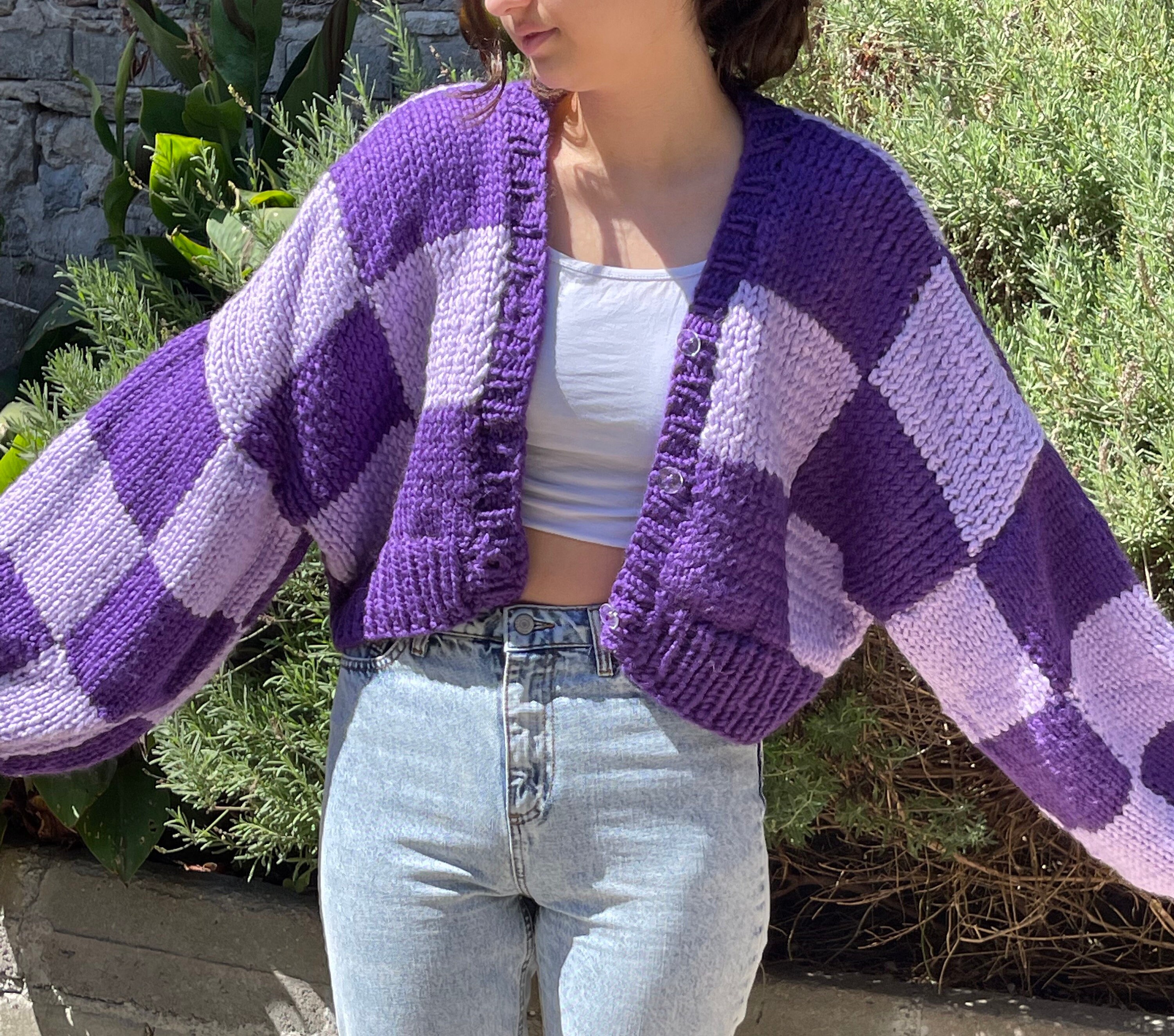 Checkered Cardigan - Etsy Canada