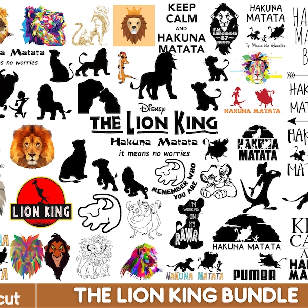 The Lion King Svg Bundle, Lion King PNG, SVG Digital Download, 500 High Quality Files, Amazingly cute Simba and Pumbaa Printable images