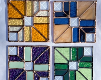 Large Diamond Bevel Rainbow Maker, Stained Glass Suncatcher, Glass Art