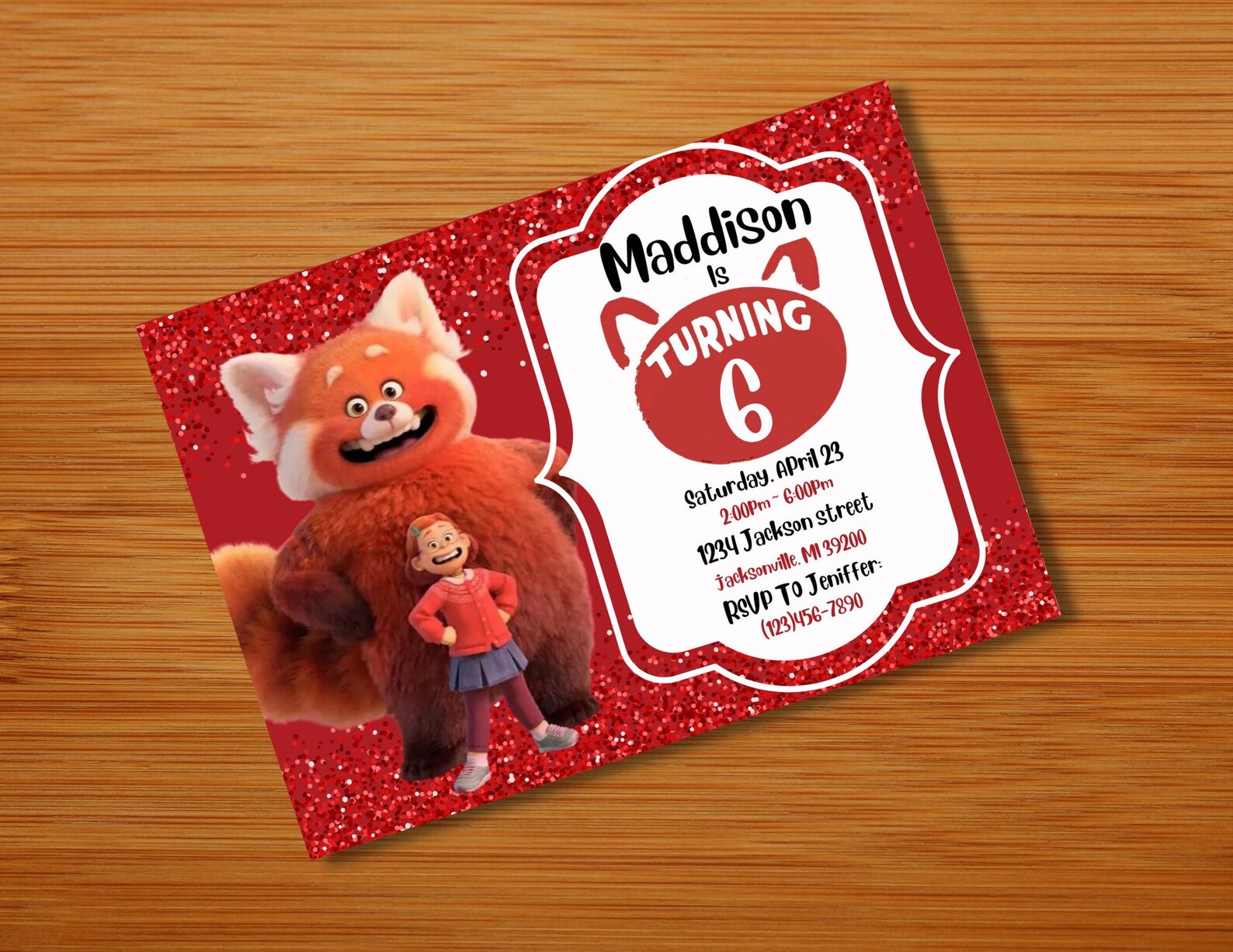 Turning Red Birthday Invitation Digital Download Birthday Etsy Finland