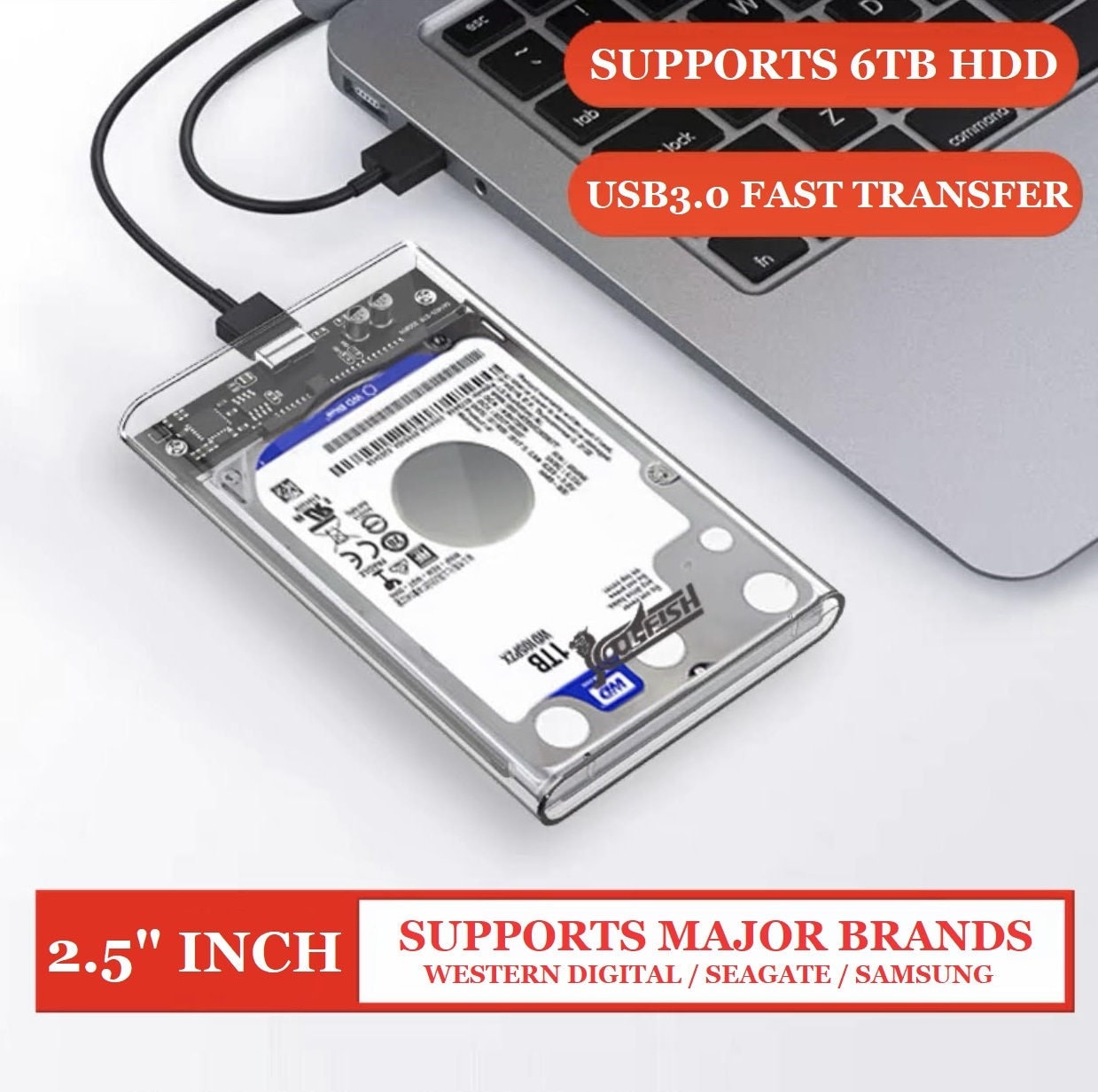 2.5 Inch USB3.0 to SATA HDD / SSD Transparent Etsy
