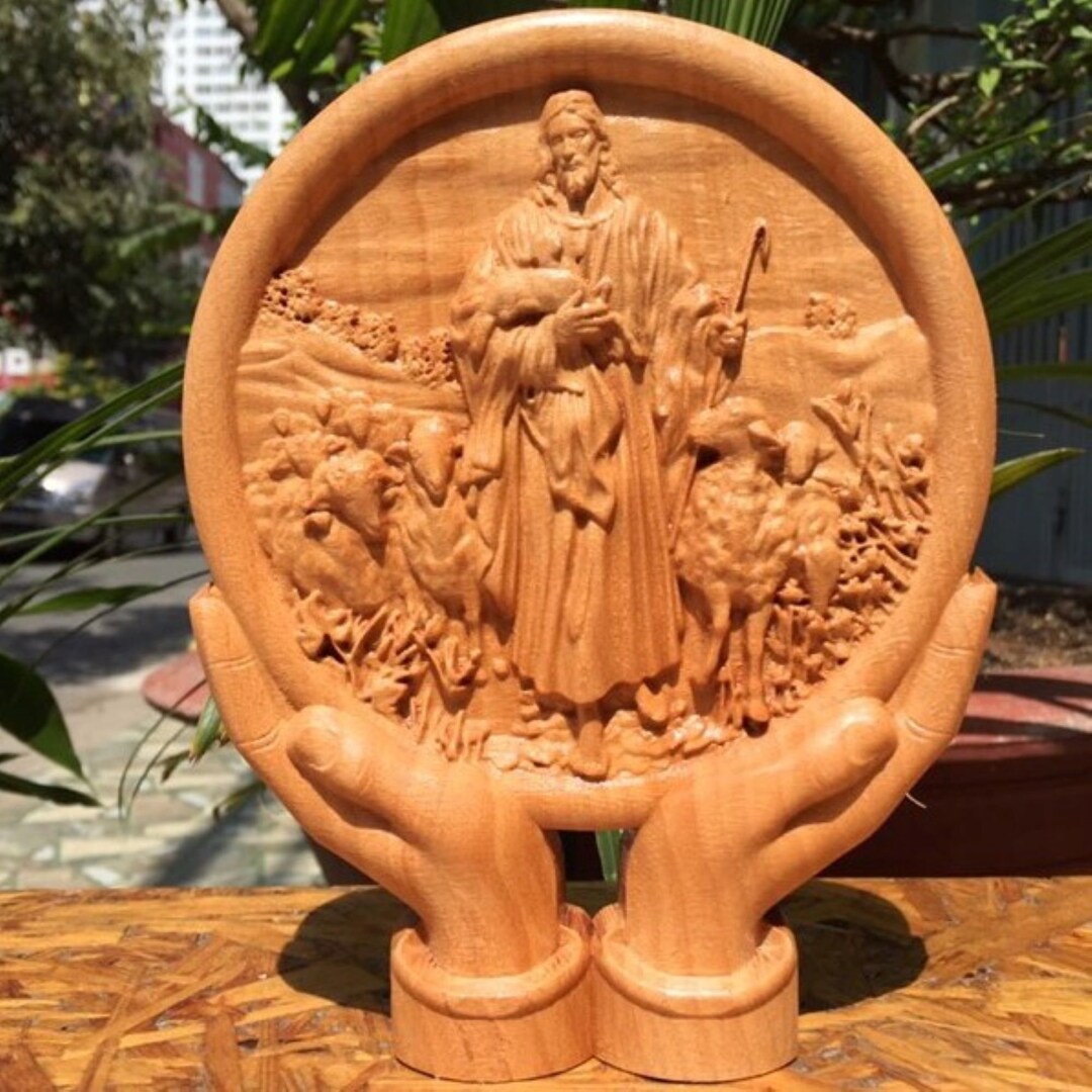 God Figurine Wood Carved Wooden Icons Religious Gifts Etsy