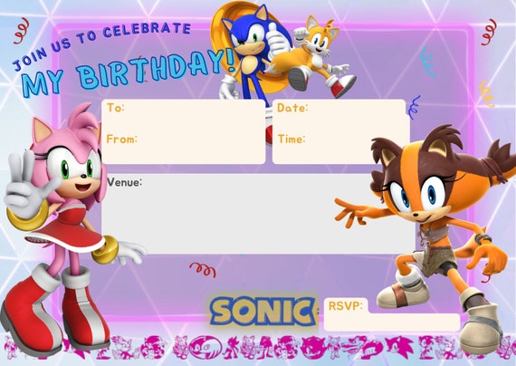 Sonic the Hedgehog Themed Girls Printable Birthday Party - Etsy