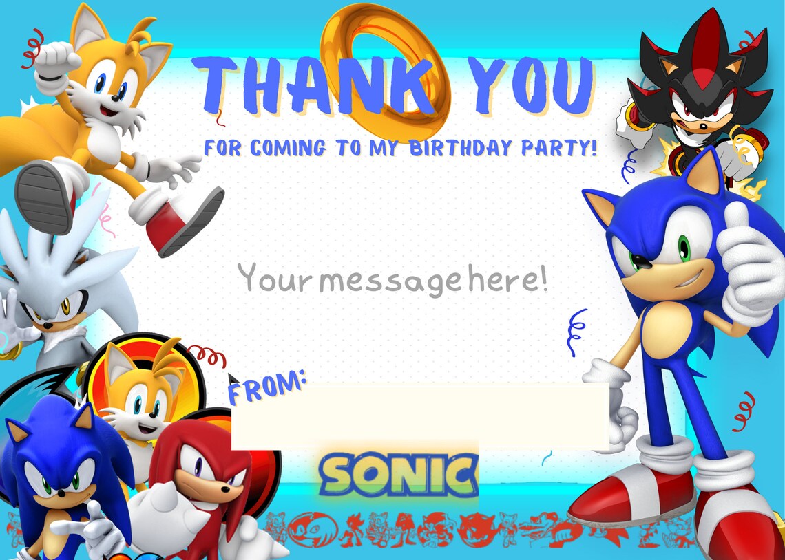 Sonic the Hedgehog Themed Printable Birthday Party Invitation + Free ...
