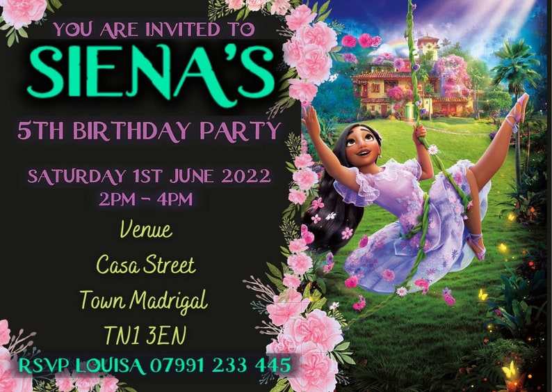Personalised Encanto Birthday Party Invitation Isabela. Digital or